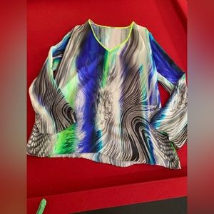 Ellie Tahari blouse in turquoise blue